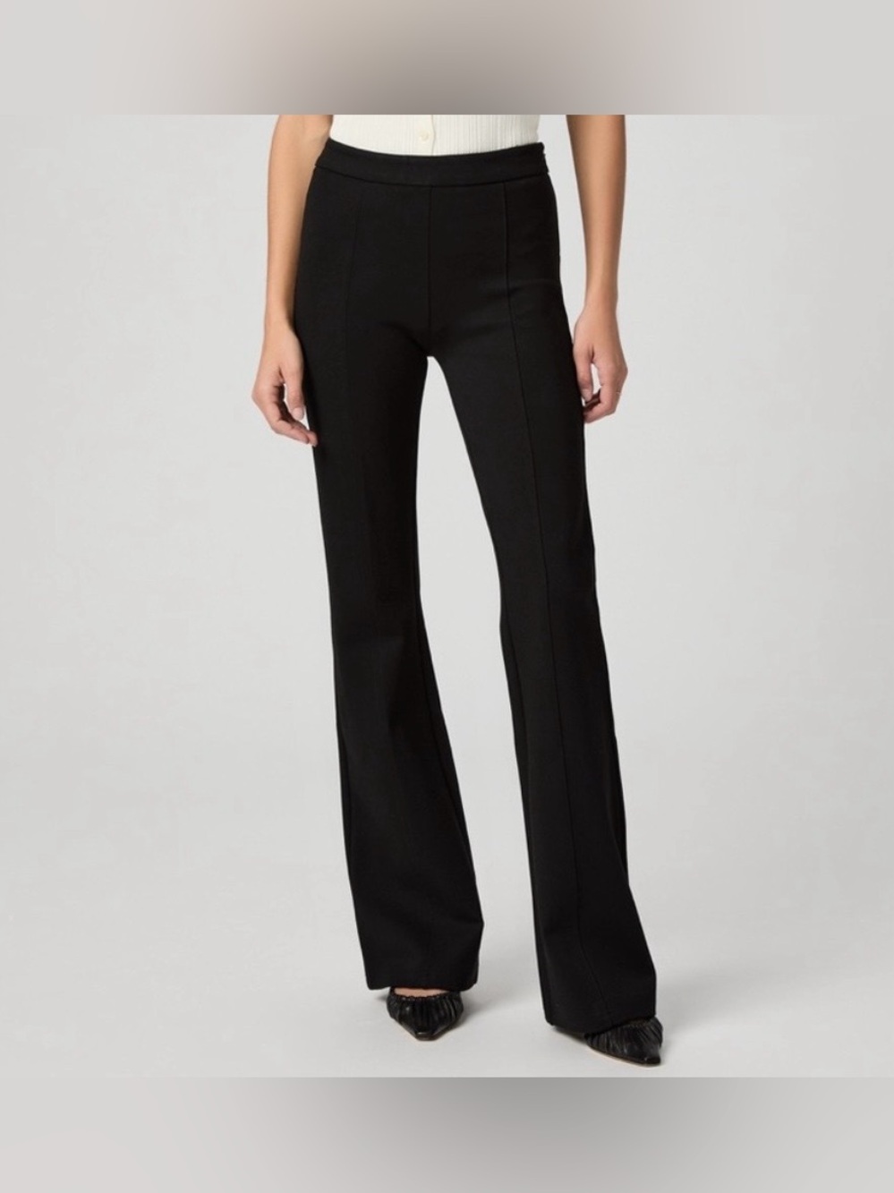 PAIGE Dorian Black Ponte Bootcut Flared Pants Size 8 High-Waisted Polished Style